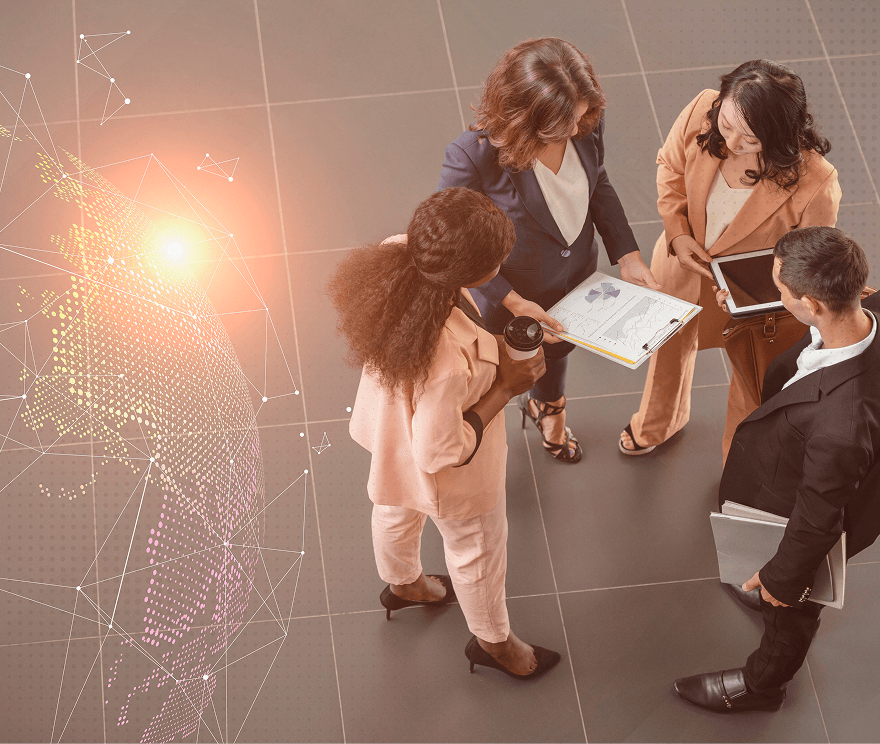 Team discussing technology