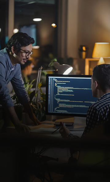 Developers working at computers in an office environment